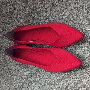 NEW Rothy’s Flame The Point Flats 8 W Red Pointed Toe Soft Flexible Washable